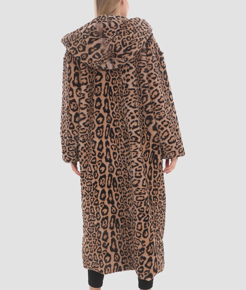 Sabrina Womens Leopard Print Fur Coat | Womens Leopard Print Fur Coat-4