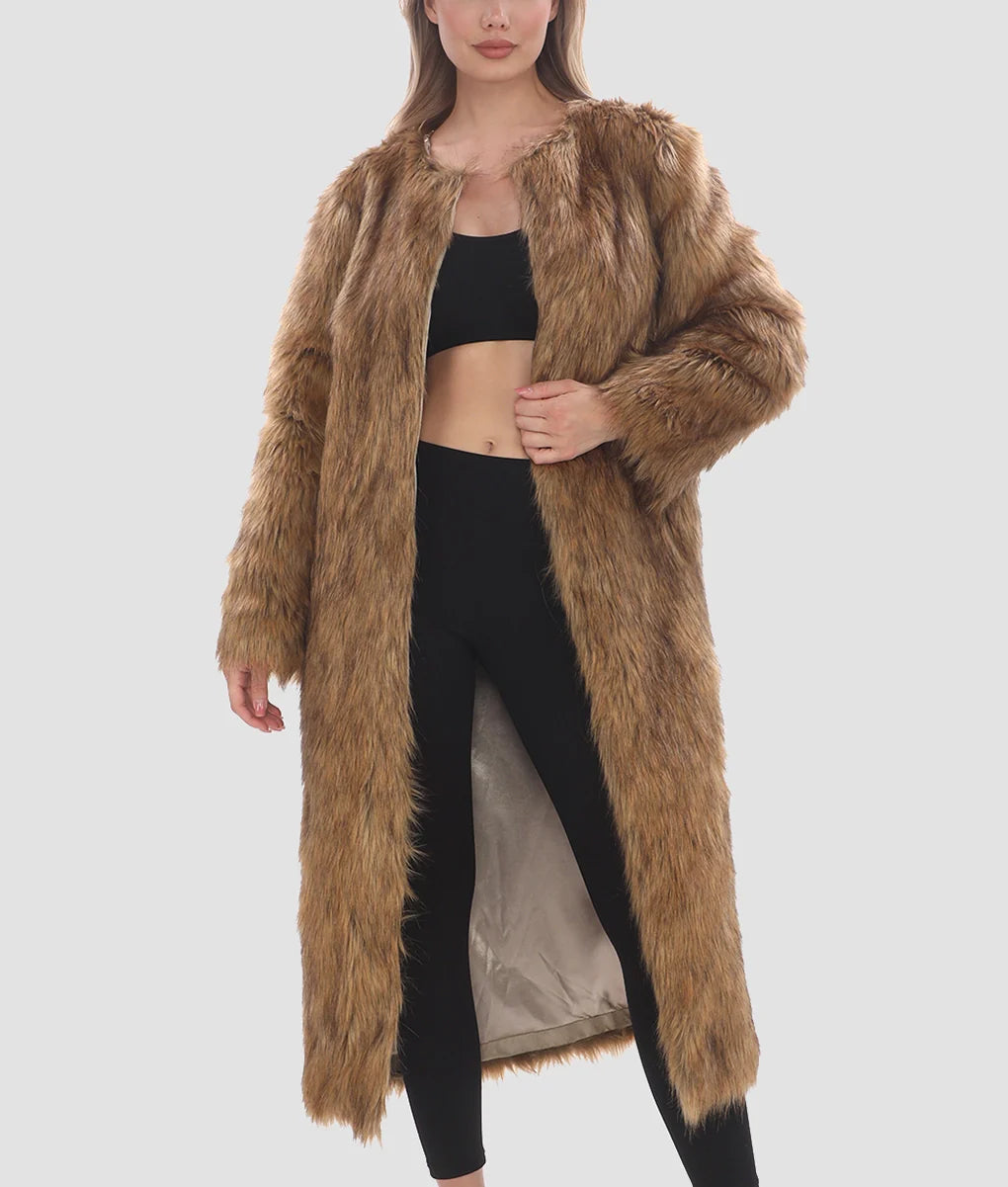 Selena Womens Brown Fur Coat | Womens Brown Fur Coat-2
