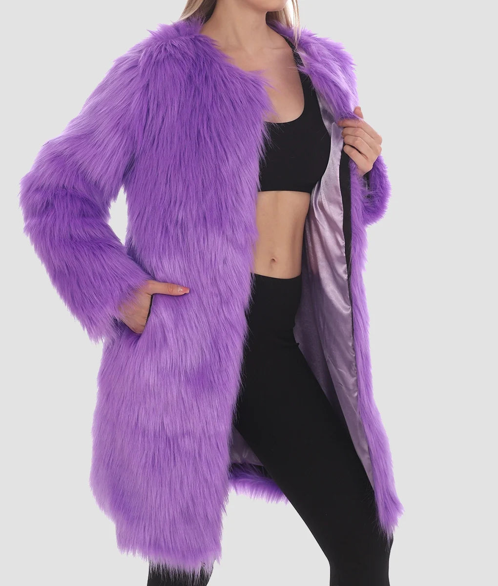 Sophia Women Purple Fur Coat | Women Purple Fur Coat-1