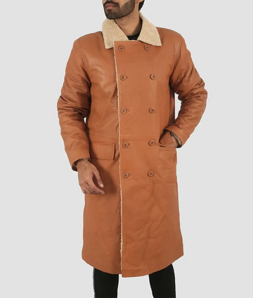 Spencer Mens Brown Leather Trench Coat My Store