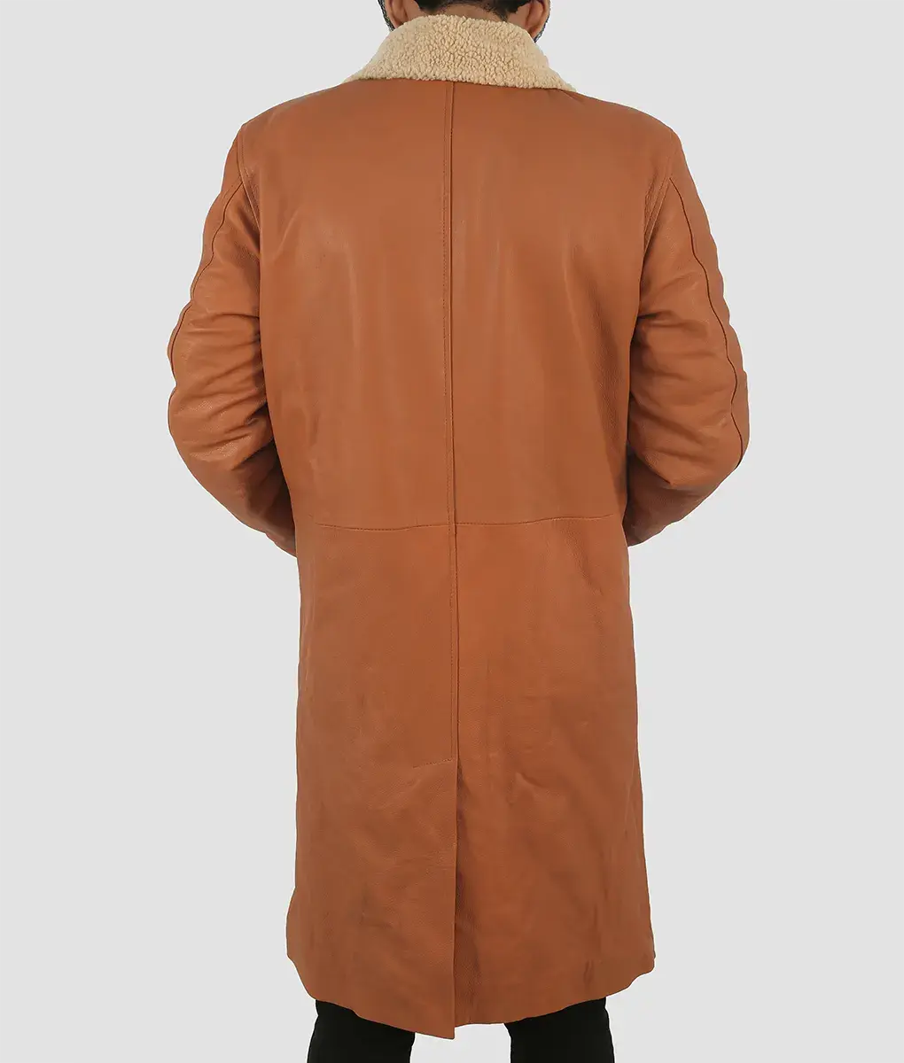 Spencer Mens Brown Leather Trench Coat My Store