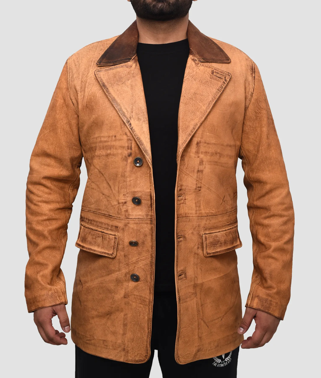 Steve Herren-Automantel aus hellbraunem Leder im Used-Look | Herren-Automantel aus hellbraunem Leder im Used-Look-1
