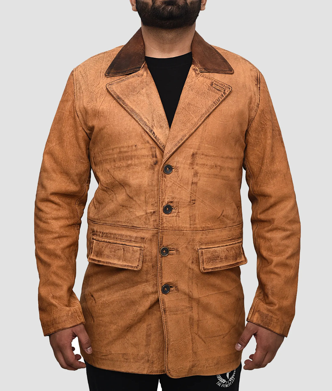 Steve Herren-Automantel aus hellbraunem Leder im Used-Look | Herren-Automantel aus hellbraunem Leder im Used-Look-1