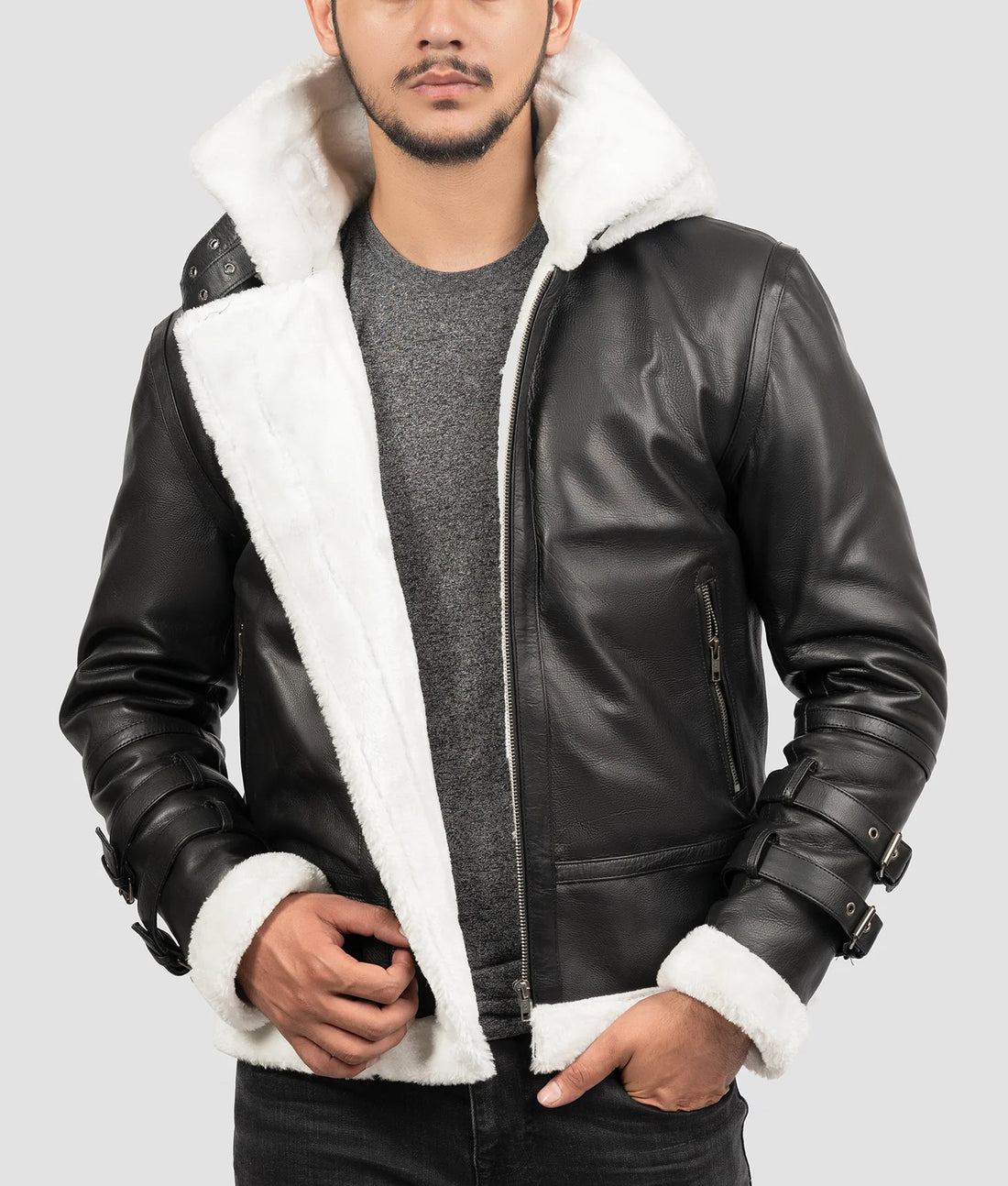 Tyler Mens Black B-3 Aviator Bomber Jacket | Mens Black B-3 Aviator Bomber Jacket-1